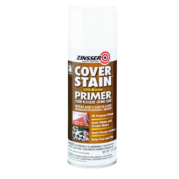 Cover Stain Zinsser Cover Stain White Flat Oil-Based Alkyd Spray Primer and Sealer 13 oz 3608 - main